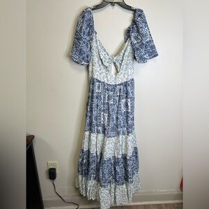 Abercrombie & Fitch Blue and White Backless Dress
